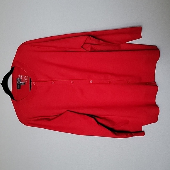 Lane Bryant Vibrant Casual NWOT Red Button Front Longline Cardigan 18/20 - Picture 2 of 11